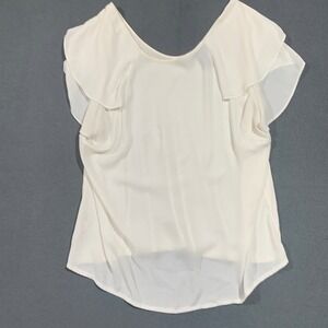 Ann Taylor Factory‎ White Ruffle Sleeve Blouse Top XL Extra Large Women's